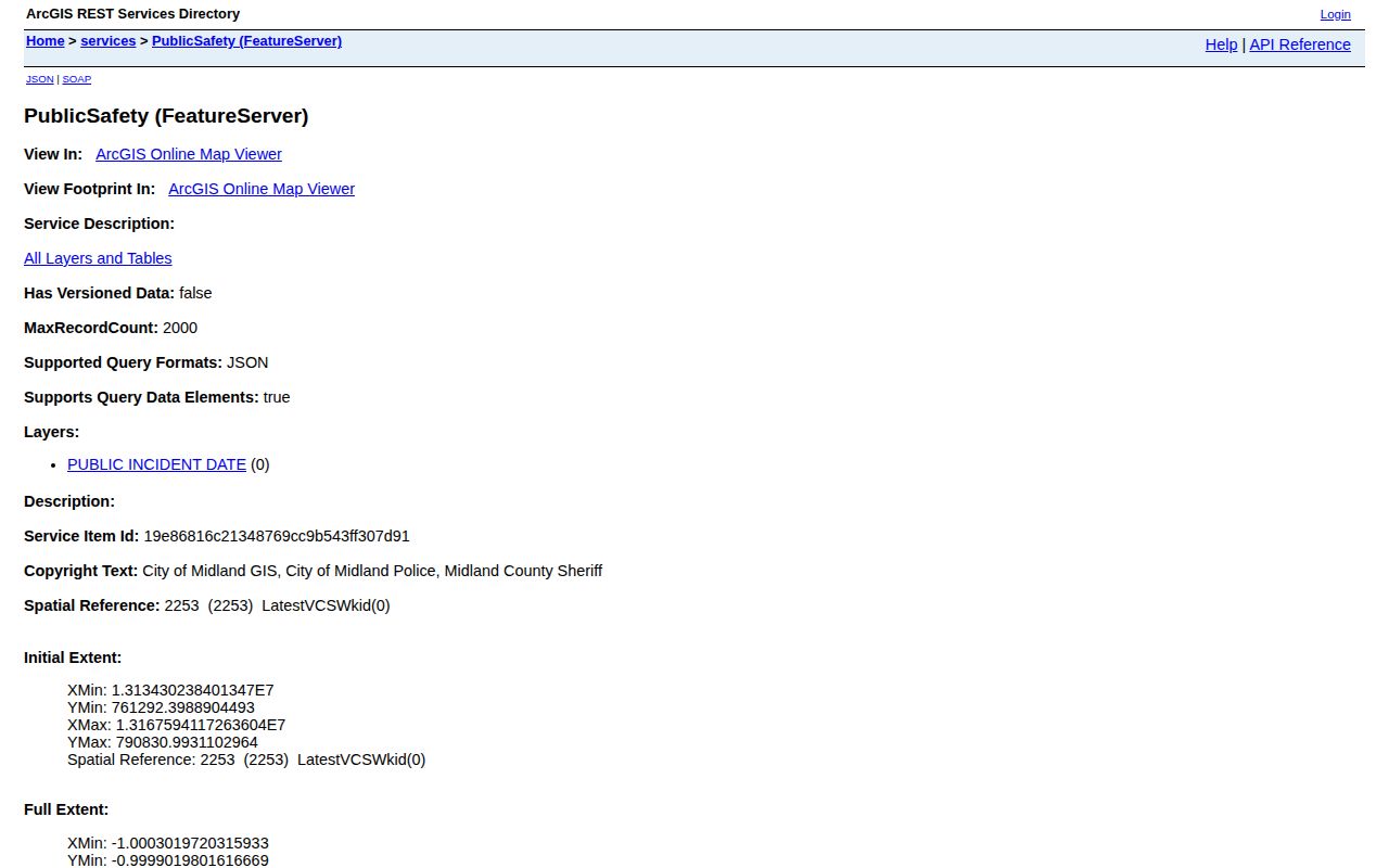 Midland County public incident records service for Midland arrest context