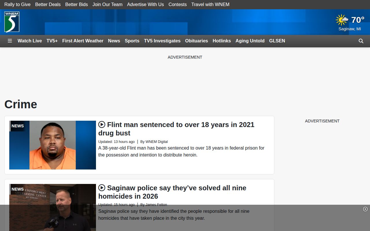 Midland County arrest news record source at WNEM Crime